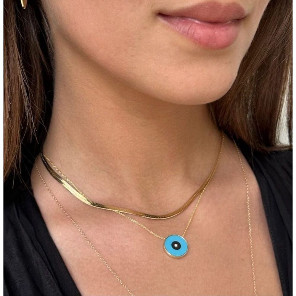 Jennifer Zeuner Allie Necklace 14k Hamilton Yellow Gold IP Plating Herringbone